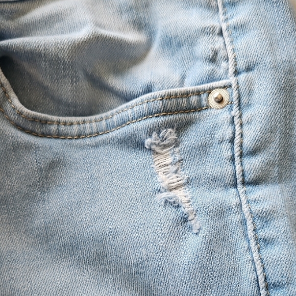 Forever 21 Blue High Waise Button Closure Bellbottom Flare Distressed Jeans - Picture 5 of 5